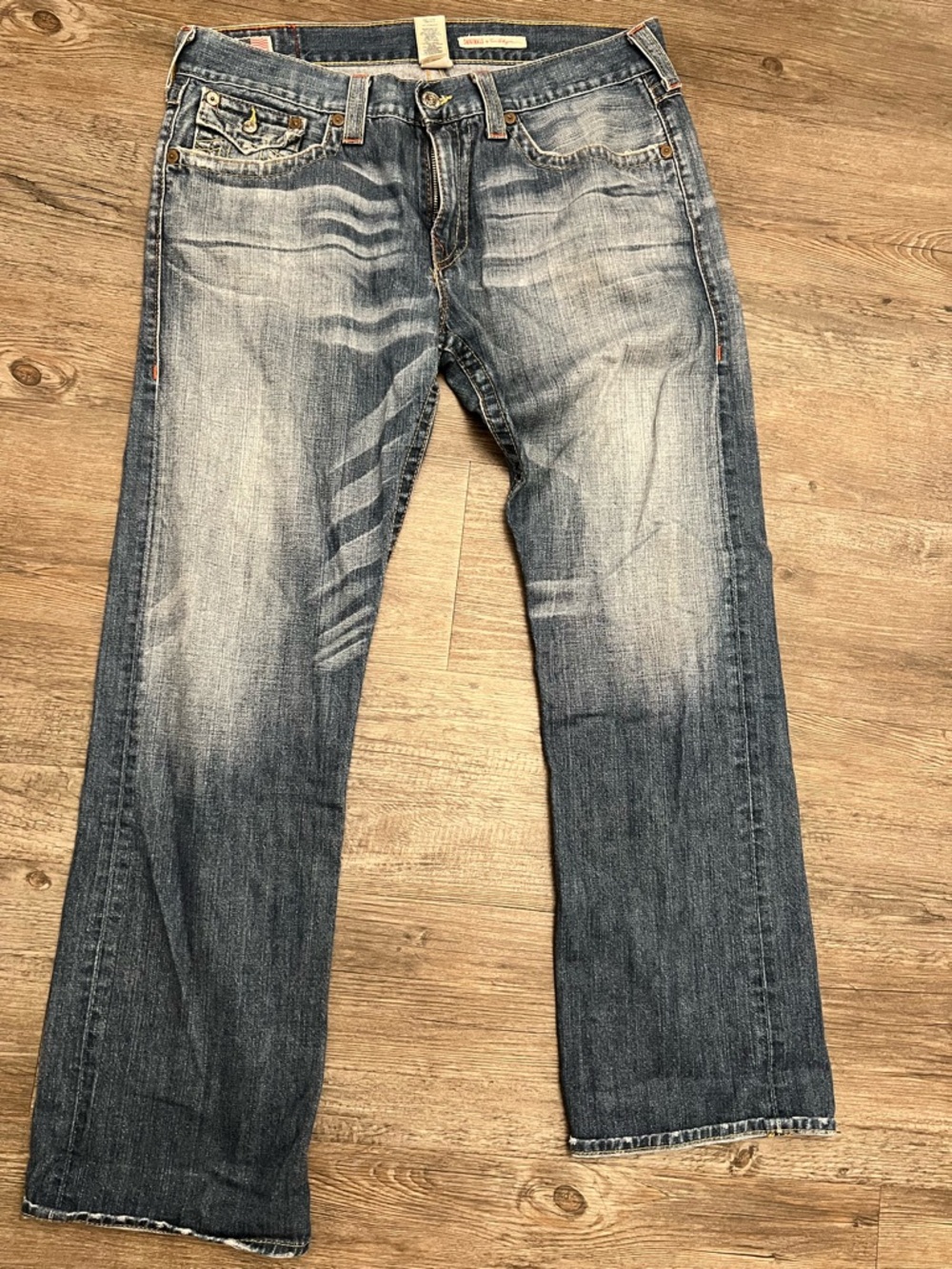 True Religion Men's Medium Blue Straight Jeans 38x32